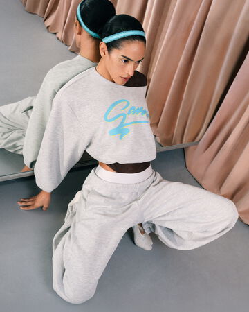 Model wearing ECRIN x Lululemon tracksuit