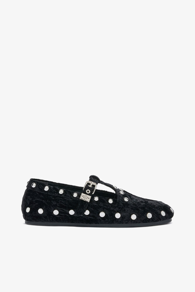 Mary Jenny Moccasins in Black Velvet, Black